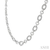 1/4 Ctw Single Cut Diamond Bold Oval Shape Rope Link Necklace in Sterling Silver